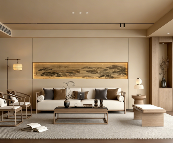 New Chinese Style A Living Room-ID:814132937