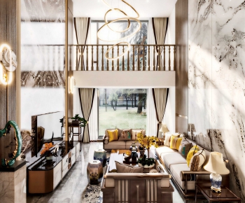 New Chinese Style A Living Room-ID:530951082