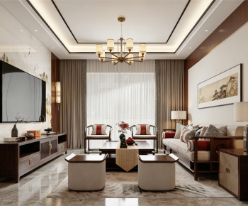 New Chinese Style A Living Room-ID:209467896