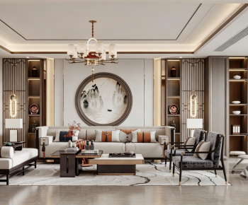 New Chinese Style A Living Room-ID:681128031