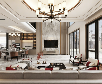 New Chinese Style A Living Room-ID:400855068