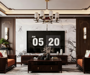 New Chinese Style A Living Room-ID:878144032