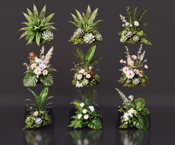 Modern Flowers And Grass-ID:255748998
