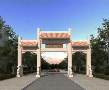 New Chinese Style Facade Element-ID:222476969