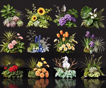 Modern Flowers And Grass-ID:303137067