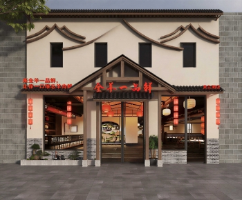 New Chinese Style Facade Element-ID:148447044