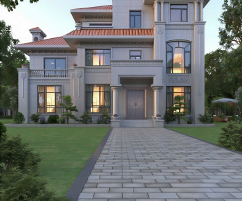 Simple European Style Villa Appearance-ID:871746061