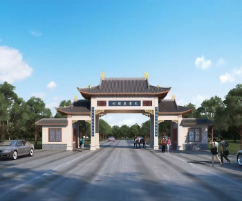 New Chinese Style Facade Element-ID:223360063