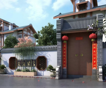 New Chinese Style Facade Element-ID:628726963