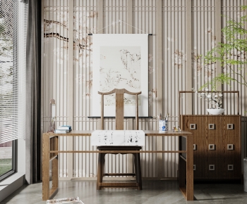 New Chinese Style Computer Desk And Chair-ID:887909892