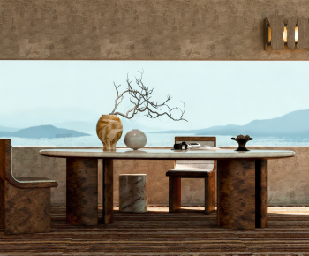 Wabi-sabi Style Dining Table And Chairs-ID:827347044