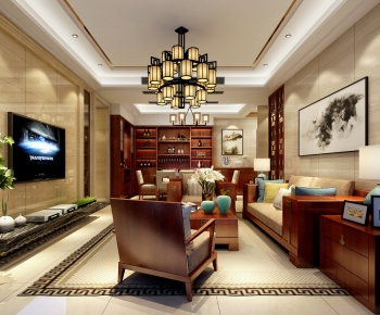 New Chinese Style A Living Room-ID:778408057