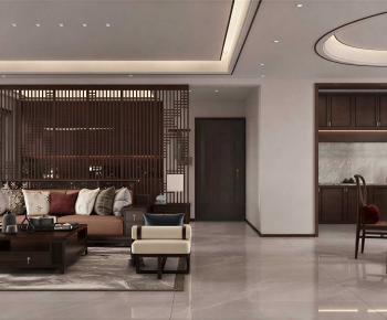 New Chinese Style A Living Room-ID:499550103