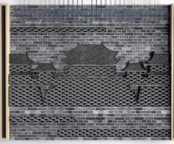 New Chinese Style TV Wall-ID:968373069