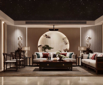 New Chinese Style A Living Room-ID:980360983