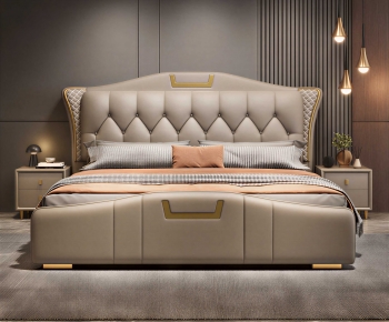 Modern Double Bed-ID:195640097