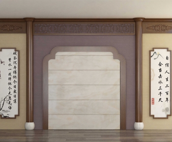 New Chinese Style TV Wall-ID:445758107