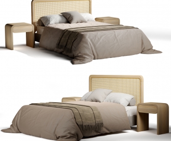 Wabi-sabi Style Double Bed-ID:510802983