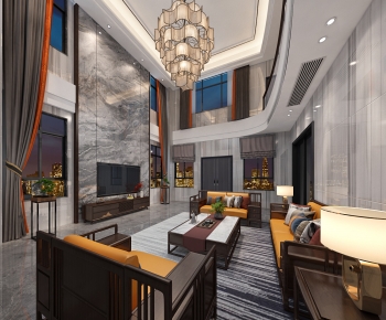 New Chinese Style A Living Room-ID:173001059
