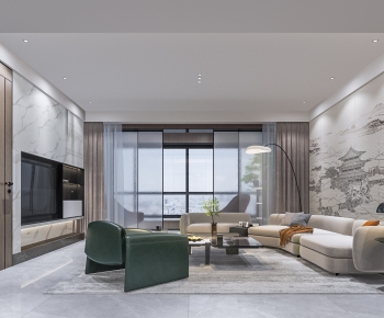 New Chinese Style A Living Room-ID:500511881