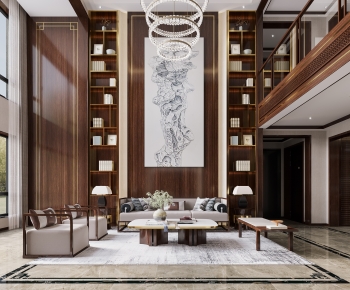 New Chinese Style A Living Room-ID:541857966