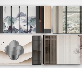 New Chinese Style TV Wall-ID:620136987
