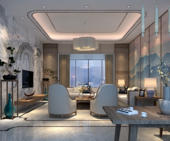 New Chinese Style A Living Room-ID:997980123