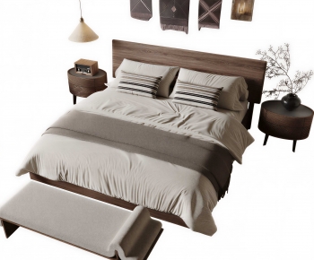 Wabi-sabi Style Double Bed-ID:865619217