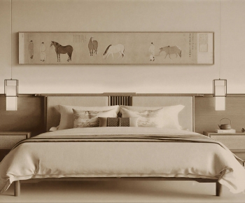 New Chinese Style Double Bed-ID:705523017
