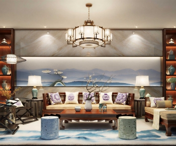 New Chinese Style A Living Room-ID:956897025