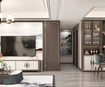 New Chinese Style A Living Room-ID:664333111