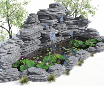 Chinese Style Rockery Waterscape-ID:195658921