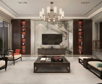 New Chinese Style A Living Room-ID:356007107