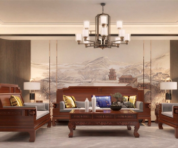 New Chinese Style A Living Room-ID:964332107