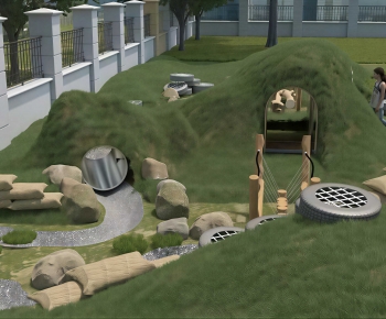Modern Outdoor Space In Kindergarten-ID:131750117