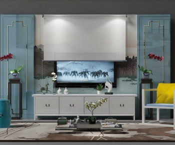 New Chinese Style TV Wall-ID:665926935