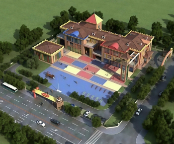 Modern Architectural Bird's-eye View Planning-ID:666513922