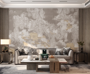 New Chinese Style A Living Room-ID:646801014