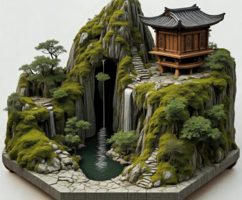 New Chinese Style Rockery Waterscape-ID:795569903