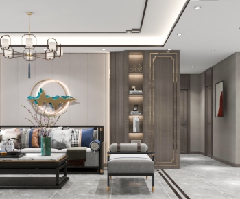 New Chinese Style A Living Room-ID:923484098