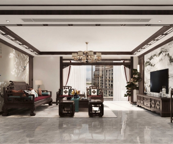 New Chinese Style A Living Room-ID:828265917
