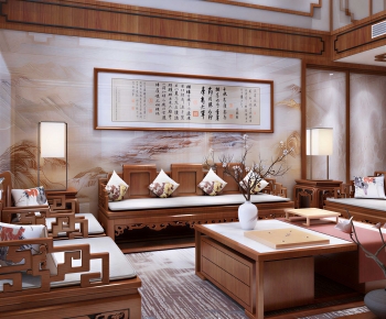 New Chinese Style A Living Room-ID:441945089