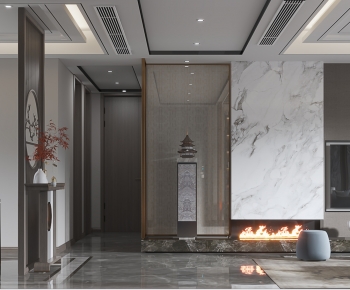 New Chinese Style A Living Room-ID:676502945