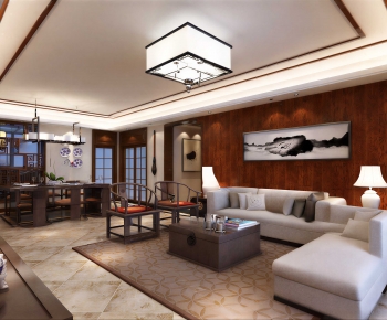 New Chinese Style A Living Room-ID:372647053
