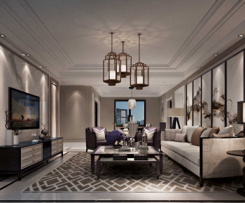 New Chinese Style A Living Room-ID:458324919