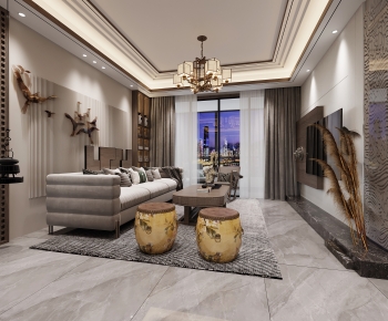 New Chinese Style A Living Room-ID:530917885