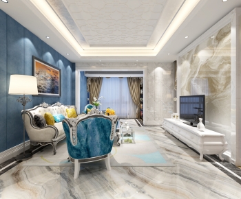 Simple European Style A Living Room-ID:964040895