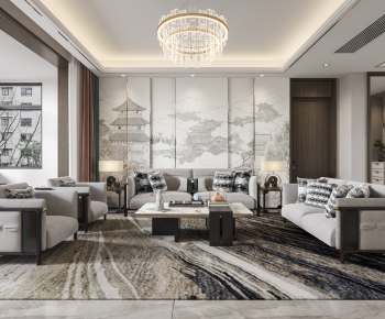 New Chinese Style A Living Room-ID:186717991