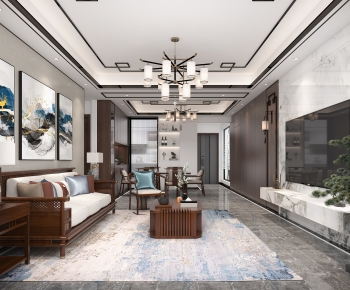 New Chinese Style A Living Room-ID:786659729