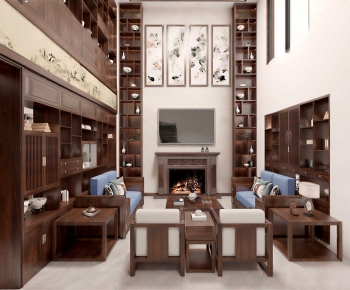 New Chinese Style A Living Room-ID:418843988